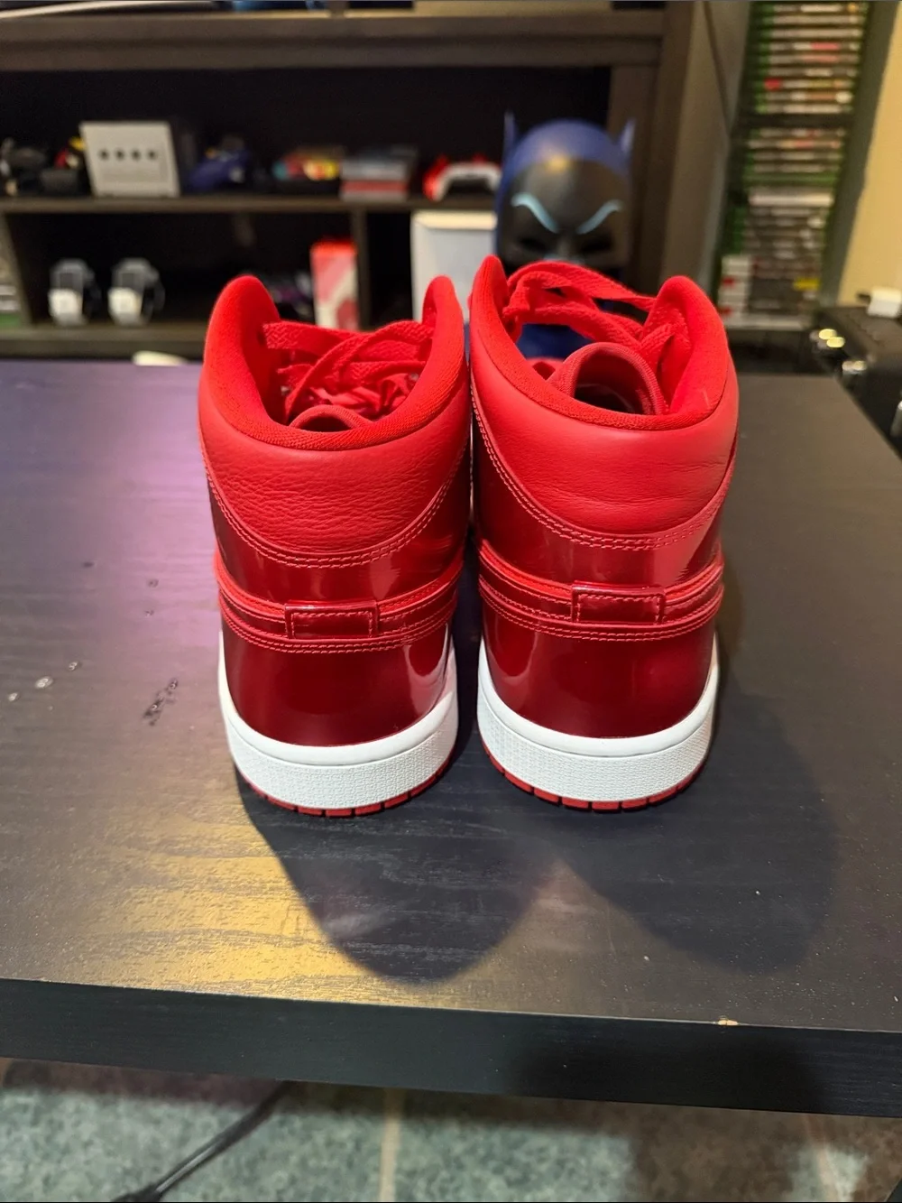 Jordan Men's Red High-Top Sneakers with White Midsole